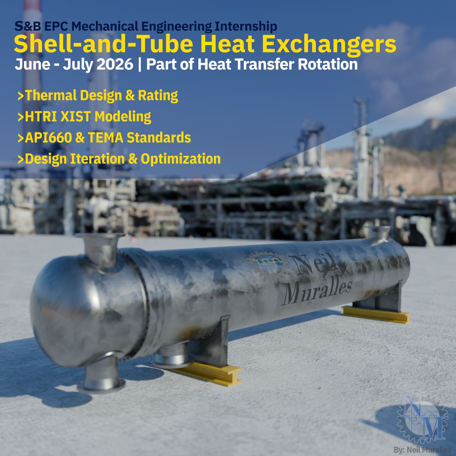 Shell-and-tube heat exchanger internship graphic
