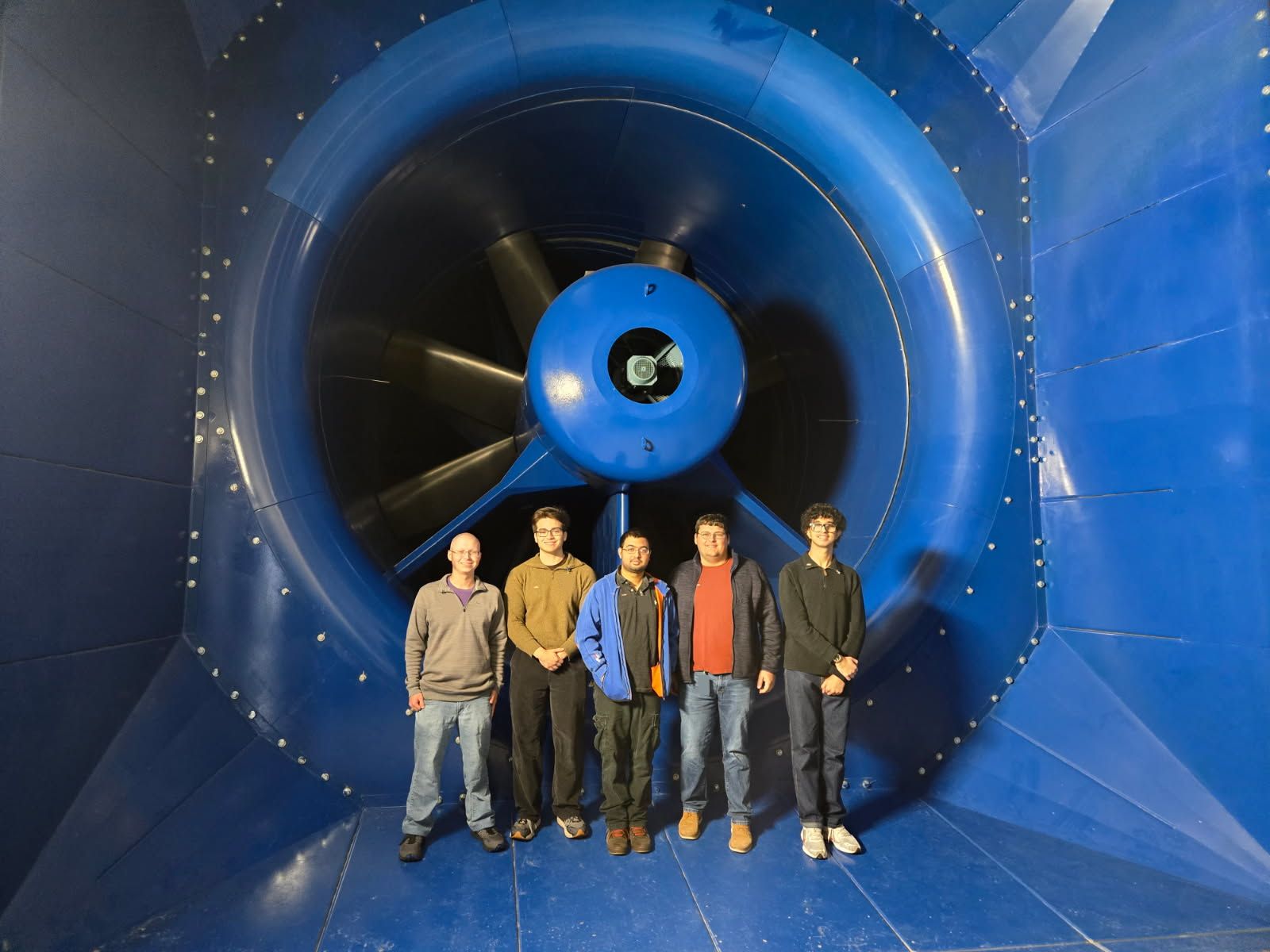 Research group at a NASA wind tunnel